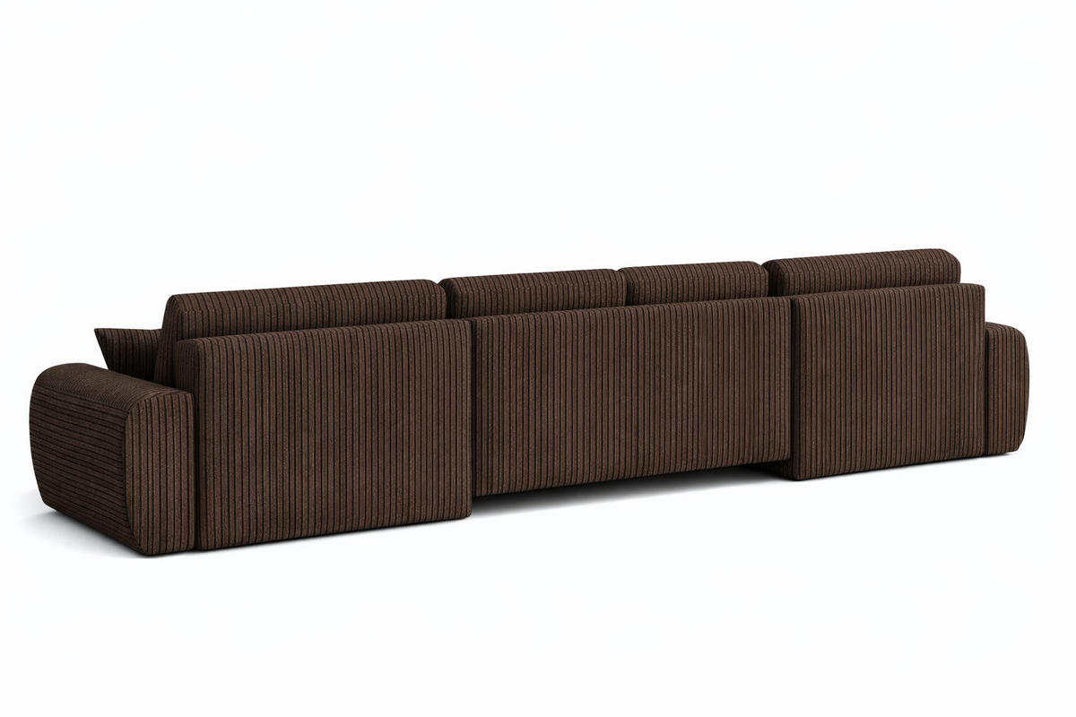 ECKSOFA Mit Schlaffunktion Und Bettkasten U-Form Ivo U, Cordstoff Poso, Braun - Braun, Holz (342/142cm) - Kaiser Möbel