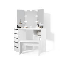 ECKSCHMINKTISCH Enna Weiß 110 cm mit LED Beleuchtung und Bank - Weiß, Holzwerkstoff (110/141.5/54cm) - Livinity®