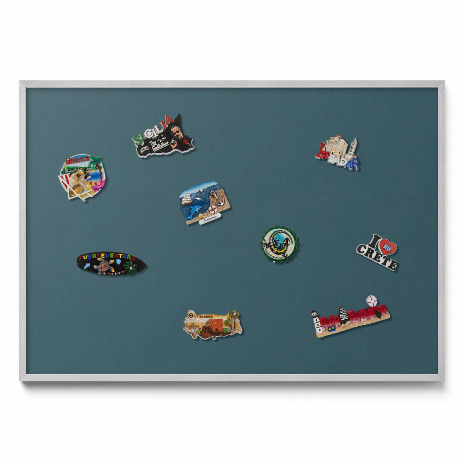 MAGNETTAFEL 100x70 cm Weißer Rahmen Dunkles Petrol - Opal, Metall (100/70/0.4cm) - TULUP