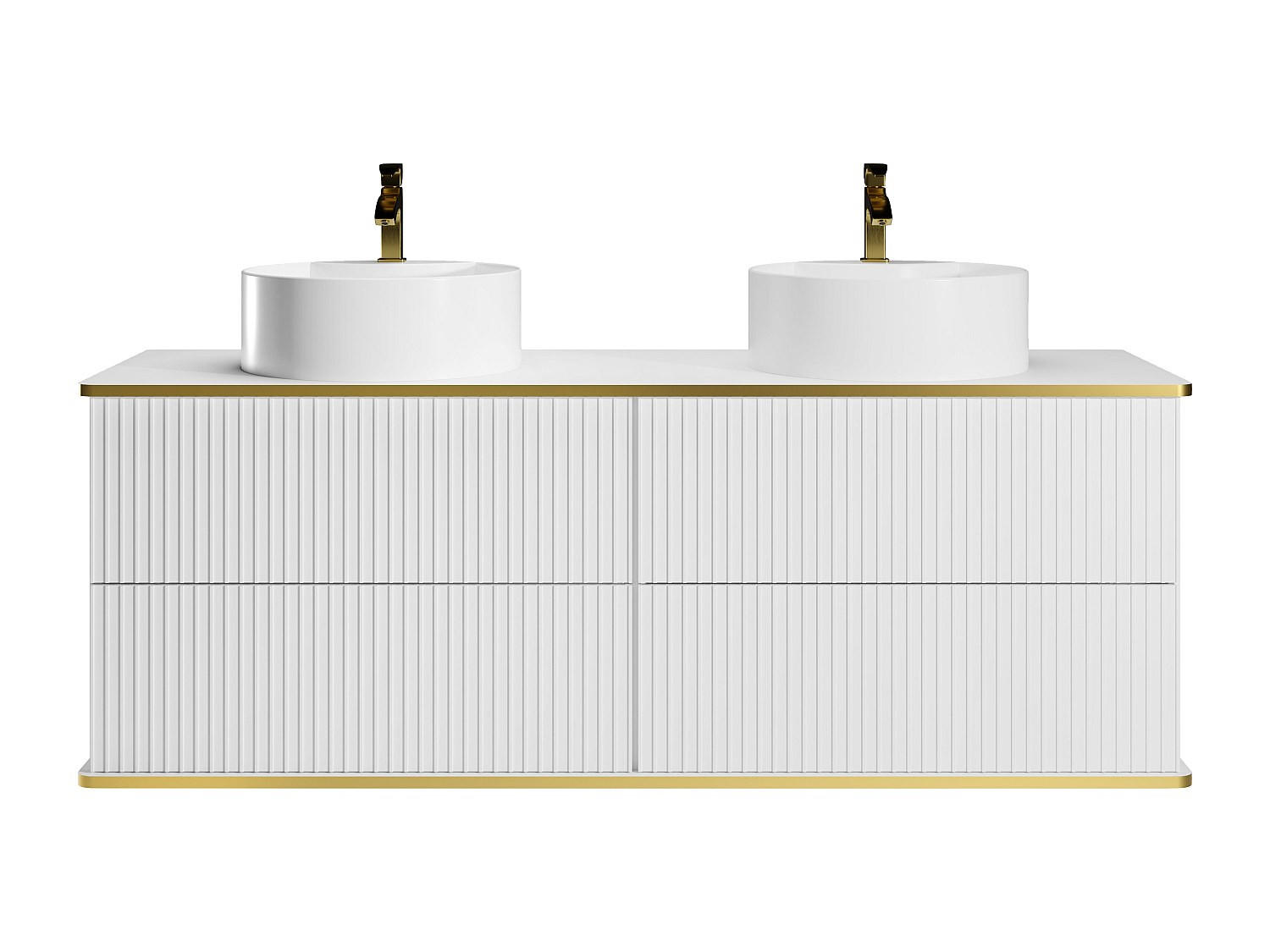 DOPPELWASCHTISCH - 150 cm x 47 cm - Holz, Platte - Weiß - KELIZA - Weiß, Holz (150/54/47cm) - Vente-Unique