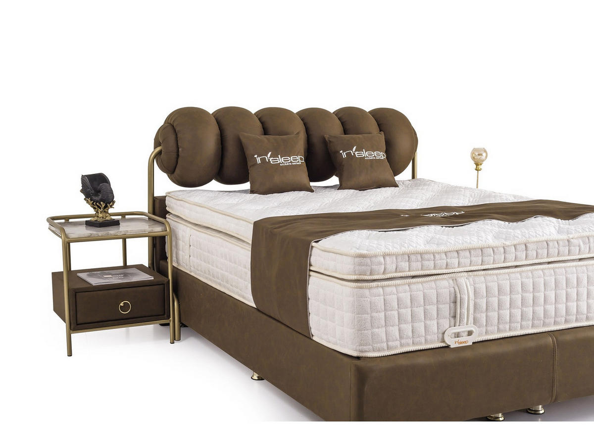 POLSTERBETTSET Titanic 200x200 Braun - Braun, Textil/Metall (200/200cm) - Villa Möbel