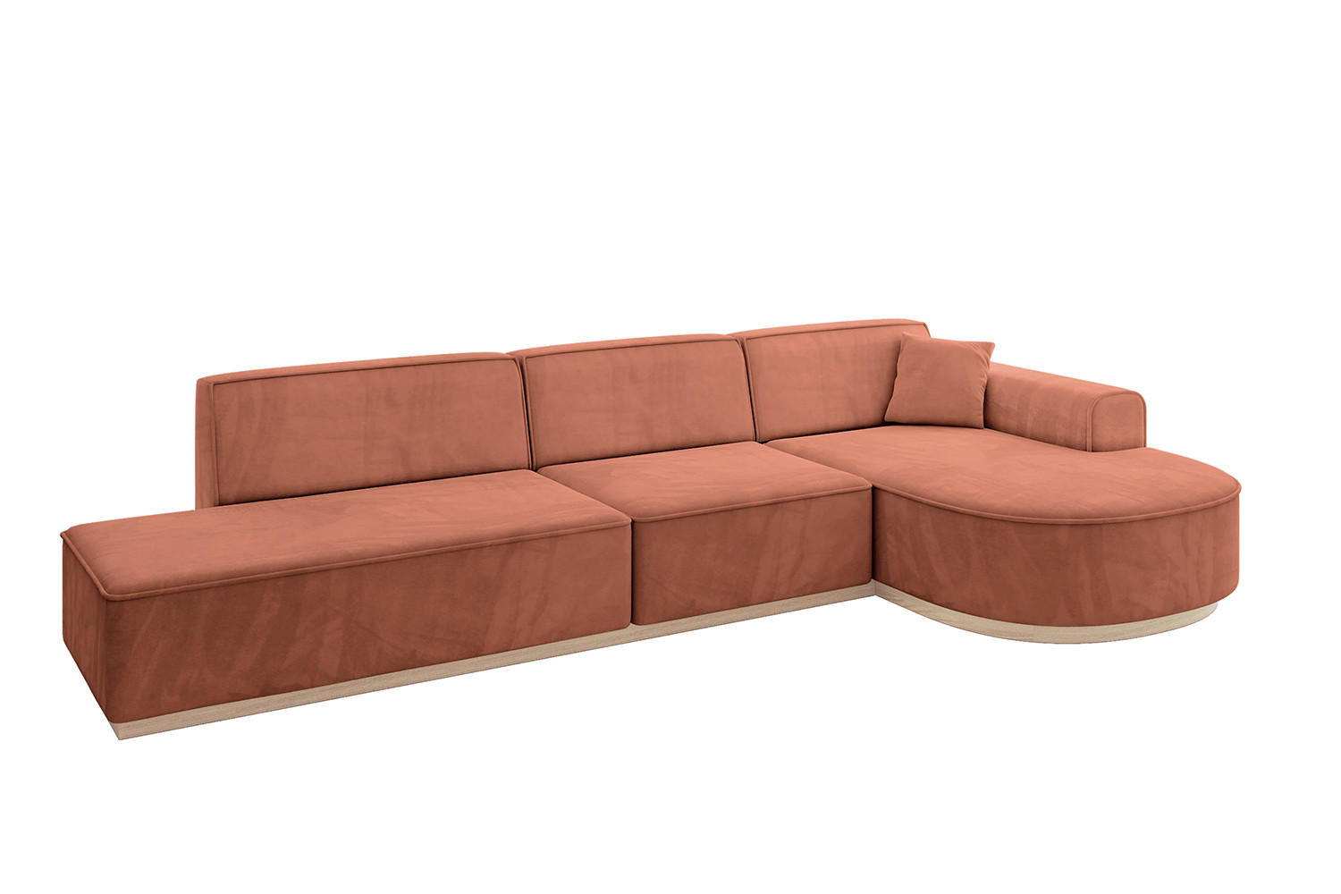 ECKSOFA Ottomane Rechts ARRIO-L2 - 328x171x83 cm Apricot - Koralle, Holzwerkstoff/Textil (328/171cm) - ALTDECOR