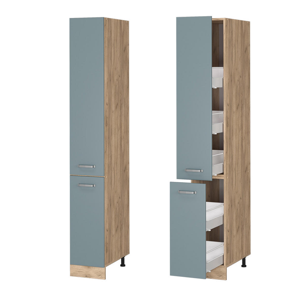 APOTHEKERSCHRANK R-Line Blau-Grau 30 cm - Honigeiche/Eiche Wotan, Holzwerkstoff (30/206.8/57.2cm) - Vicco
