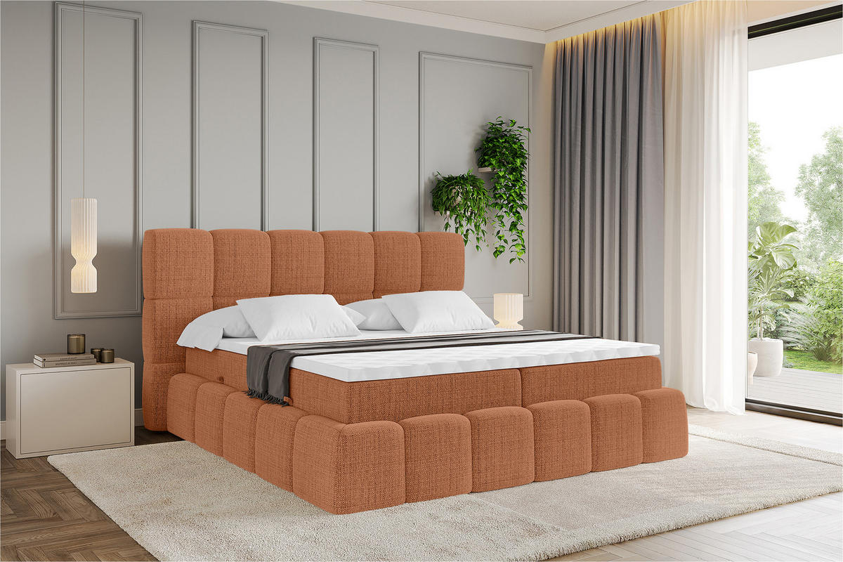 BOXBETT - AURI-H3 - 200x200 Apricot Aragon - Orange, Holzwerkstoff (200/200cm) - ALTDECOR