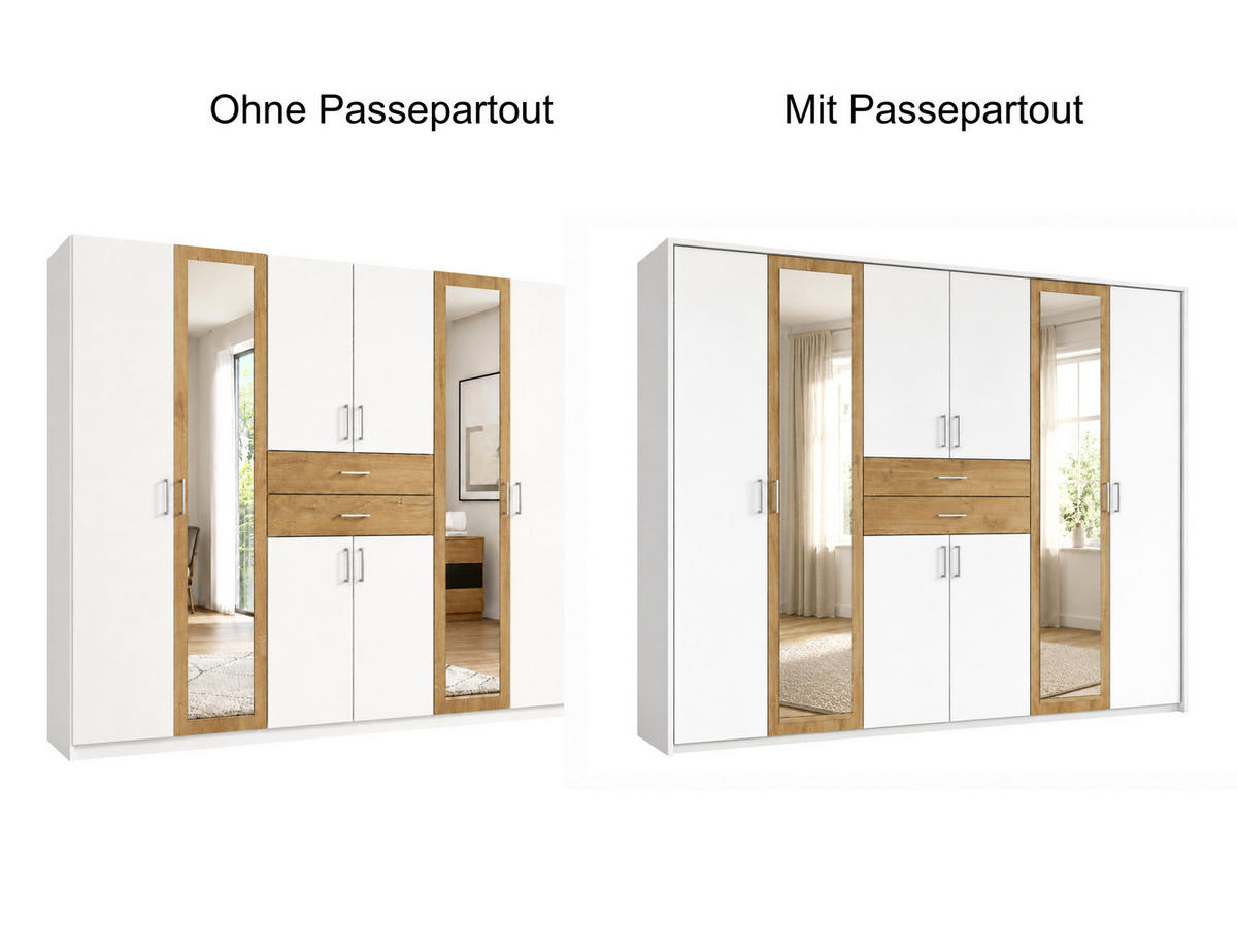 PASSEPARTOUTRAHMEN zum Kleiderschrank 22594&22595, B273/H211/T58 cm, Abschlussrahmen in Weiß / 22594-01 - Weiß, Holzwerkstoff (273/211/12cm) - luma-home