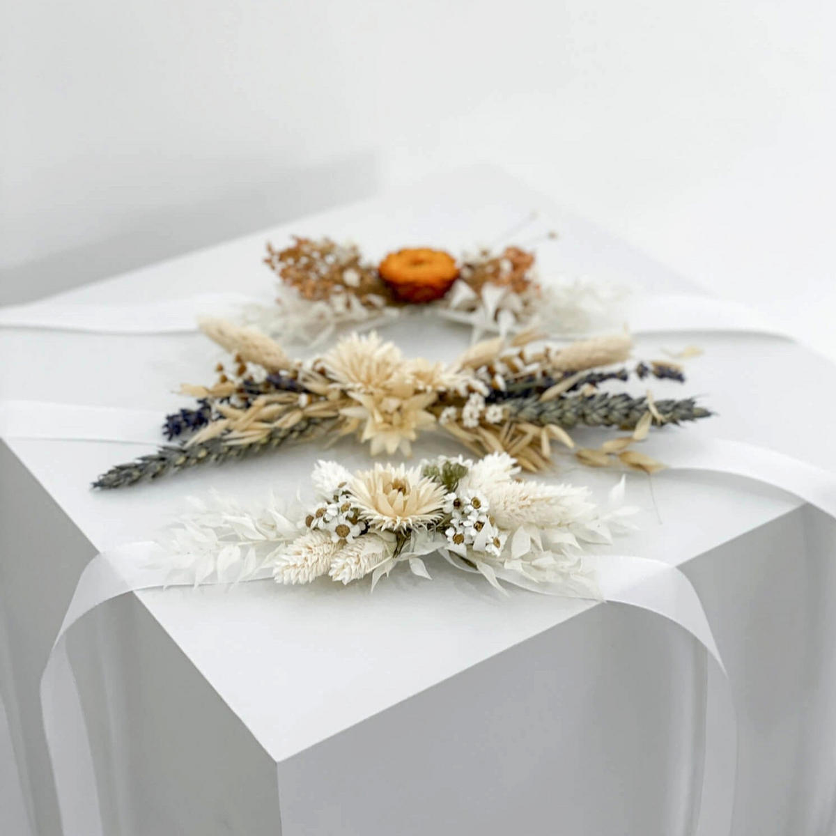 HUTBAND Trockenblumen weiß - weiß - Creme/Weiß, Naturmaterialien (15cm) - Lykke & You