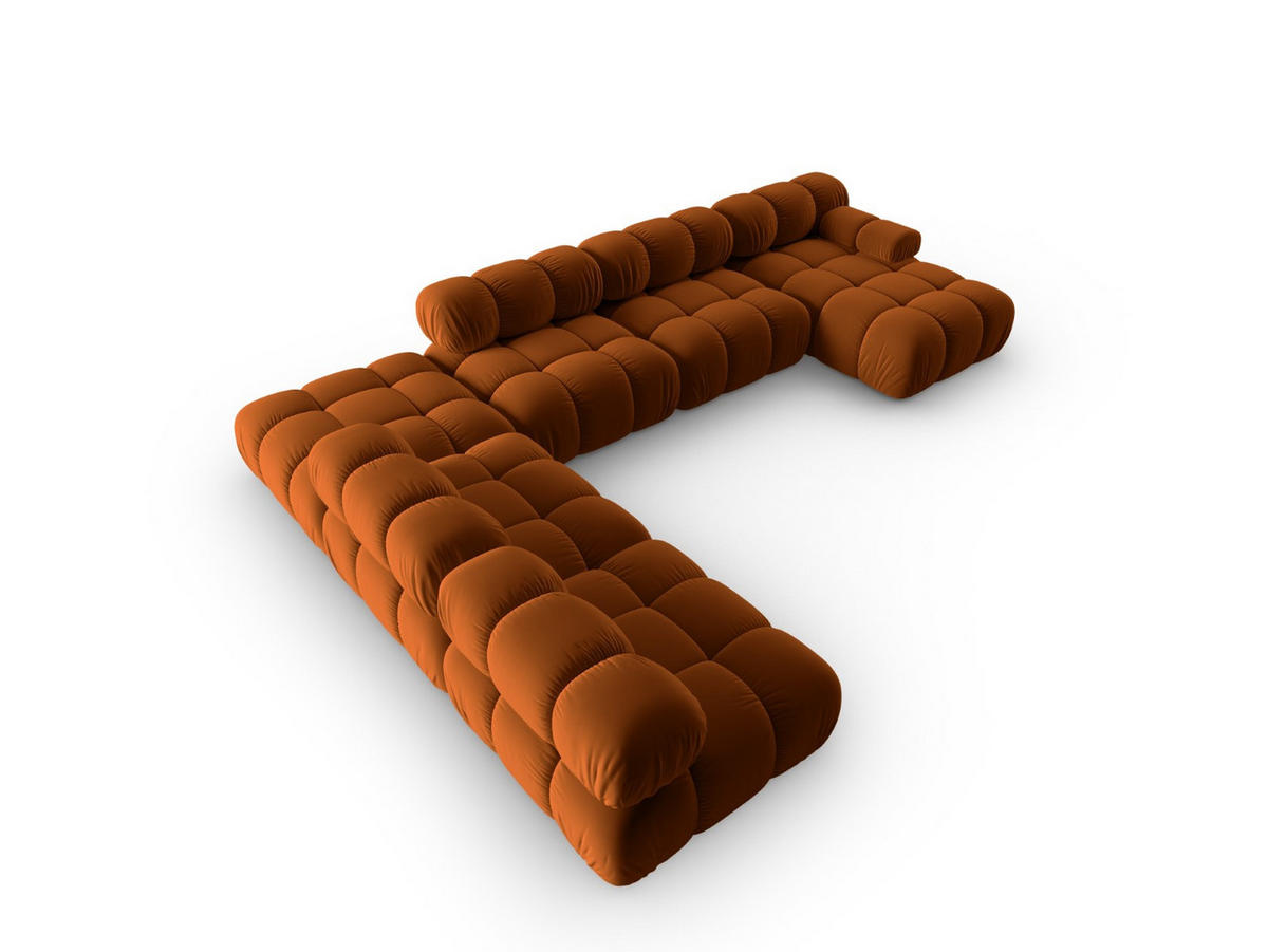 MODULARES-PANORAMASOFA links Bellis aus Samt terrakotta 7 Sitzplätze - Terra cotta, Textil (282/63/379cm) - Micadoni