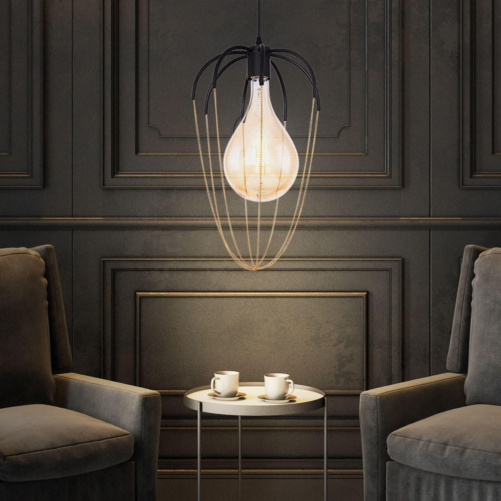 HÄNGELEUCHTE Metall Goldfarben Schwarz - Goldfarben, Metall (30/30/120cm) - Globo Lighting