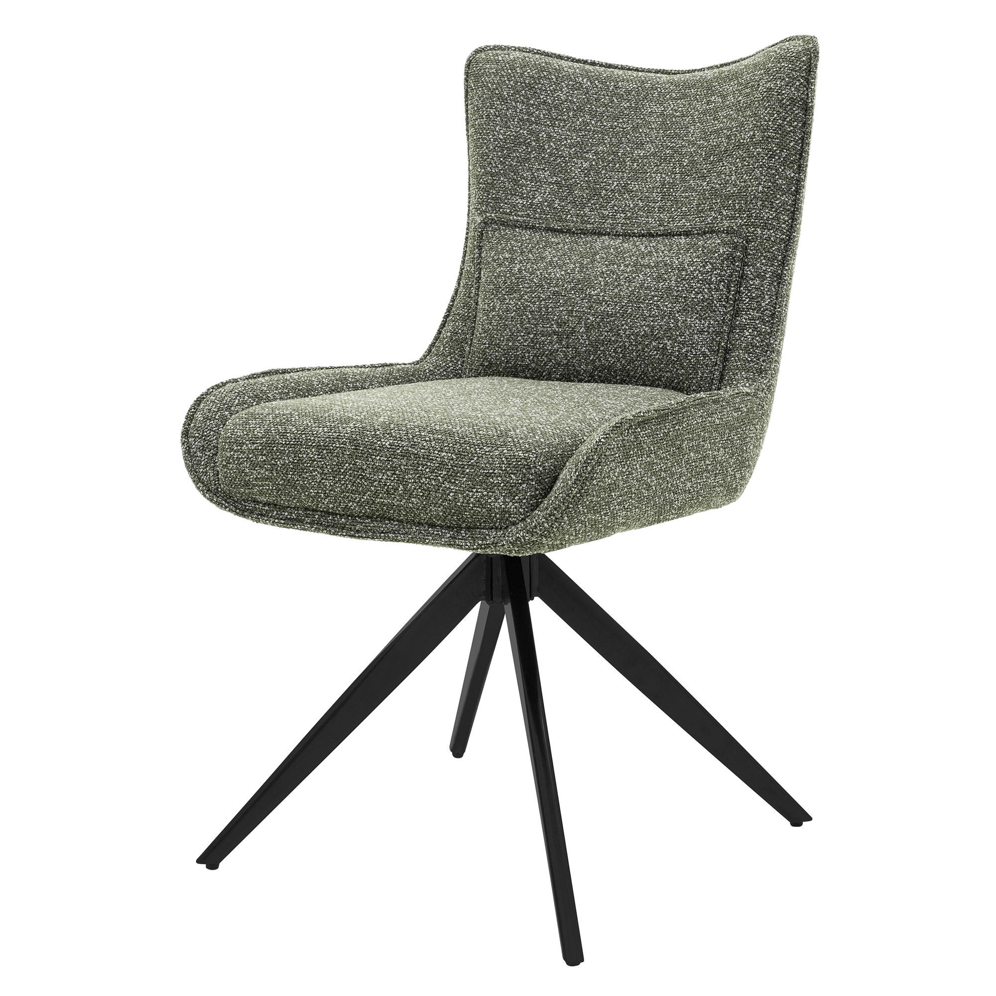 ESSZIMMERSTUHL drehbar Küchenstuhl gepolstert mit Webstoff-Bezug Grün - Schwarz/Grün, Textil/Metall (54/90/64cm) - ML-DESIGN