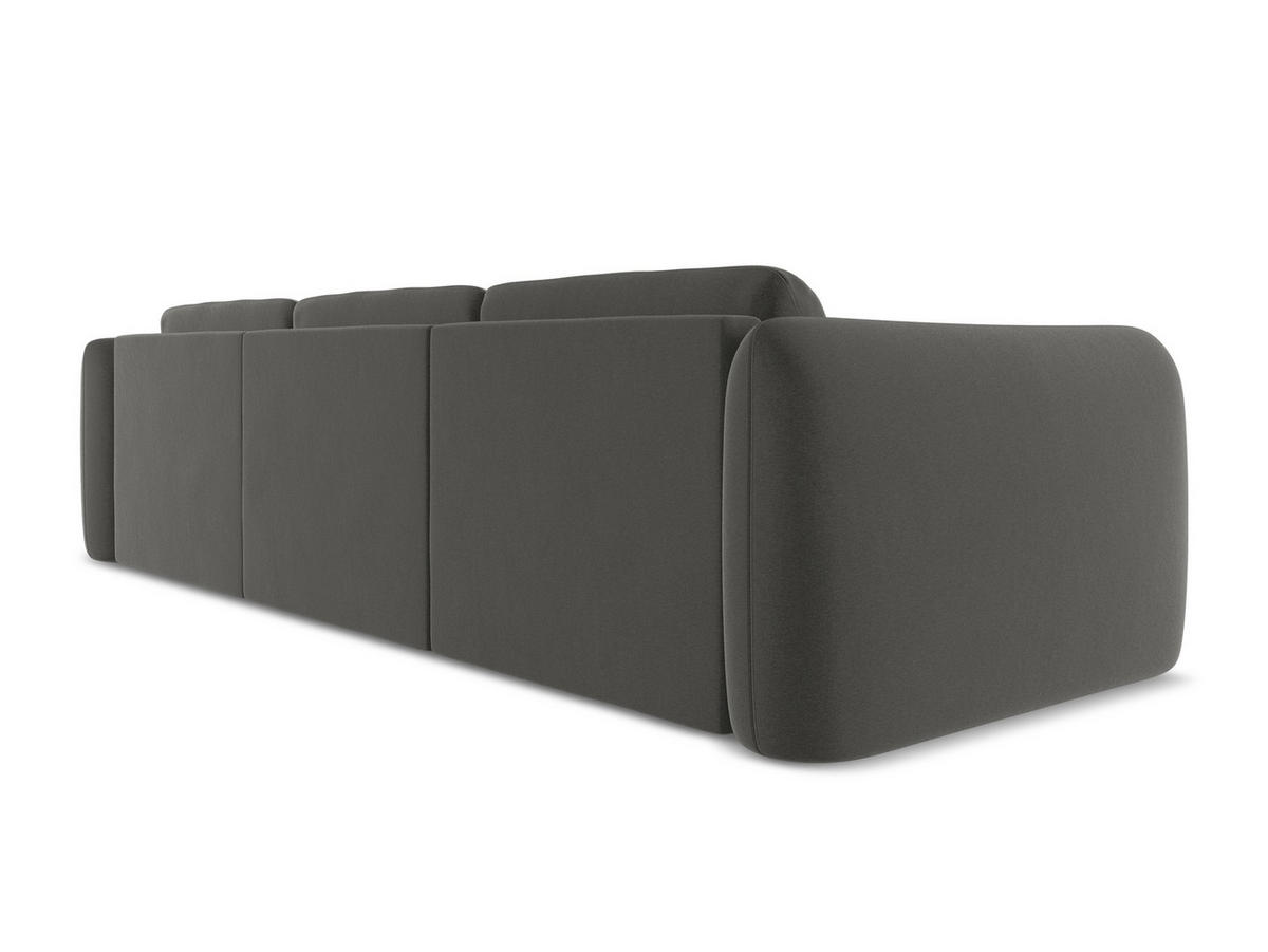 ECKSOFA Rechts Samt Stoff Grau - Dunkelgrau/Schwarz, Kunststoff/Textil (290/170cm) - Makamii