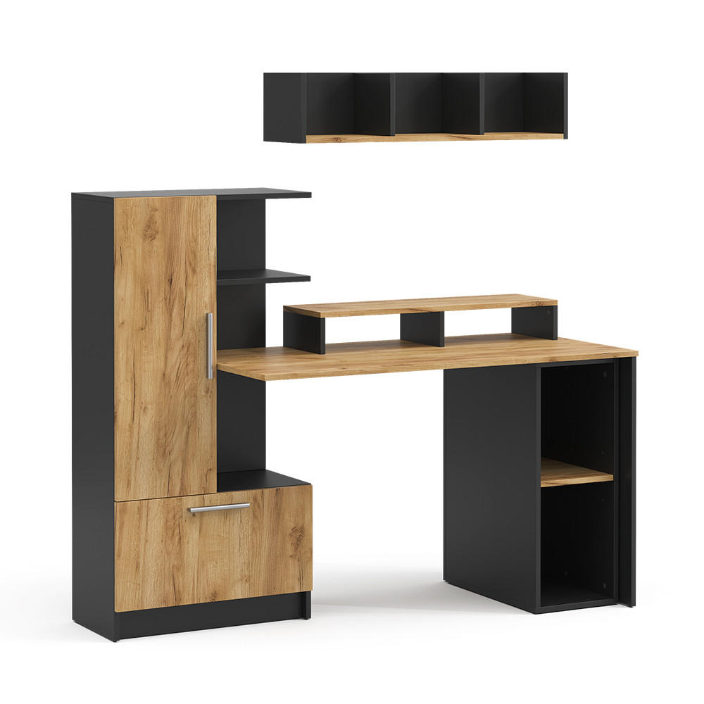 Vicco PSACÍ STŮL Tomy, Antracit/Zlatý mocný dub, 150 x 59 cm Sada 4 kusů