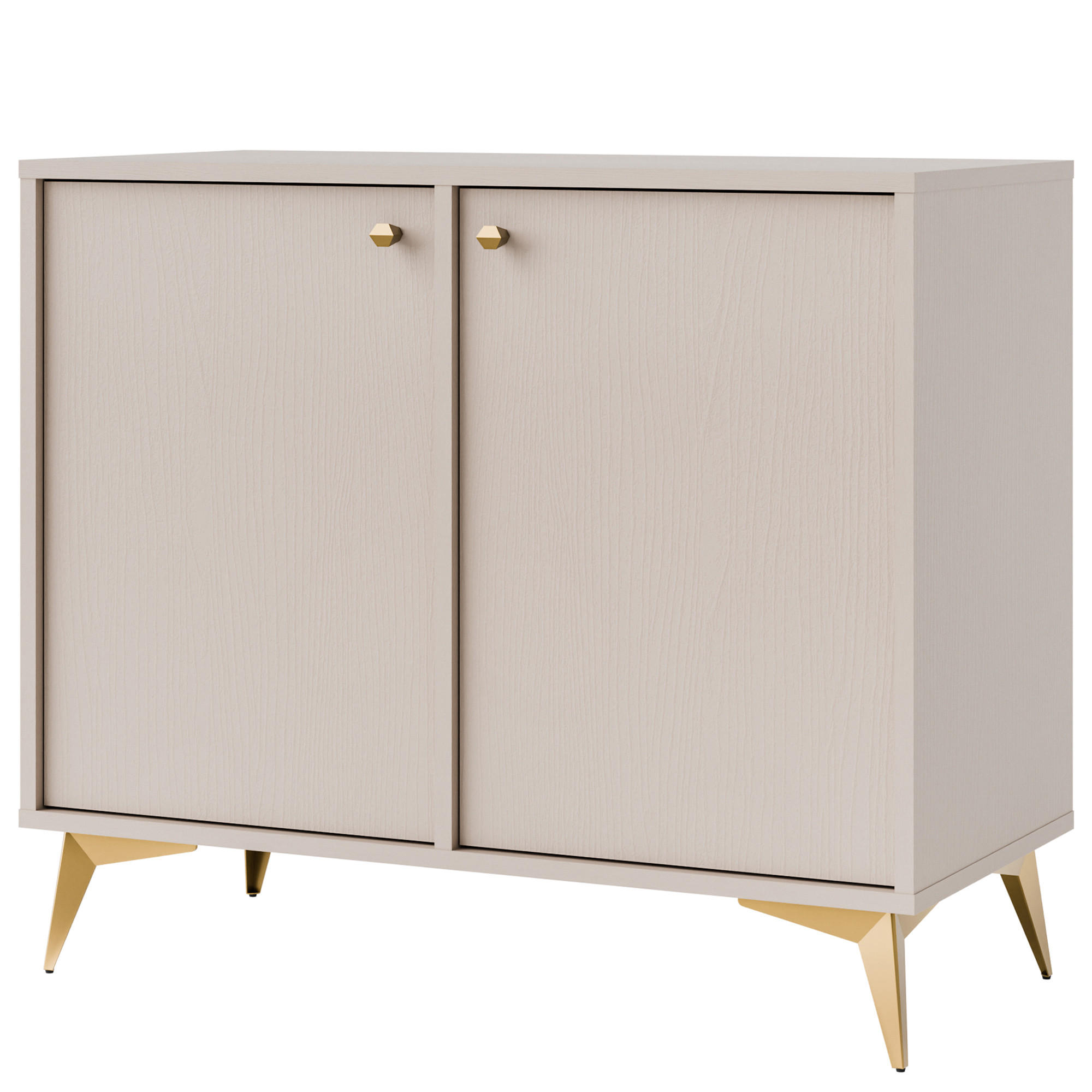 KOMMODE FLOREN, Creme/Gold - Creme, Holzwerkstoff/Metall (83.6/72.4/40.8cm) - KONSIMO®