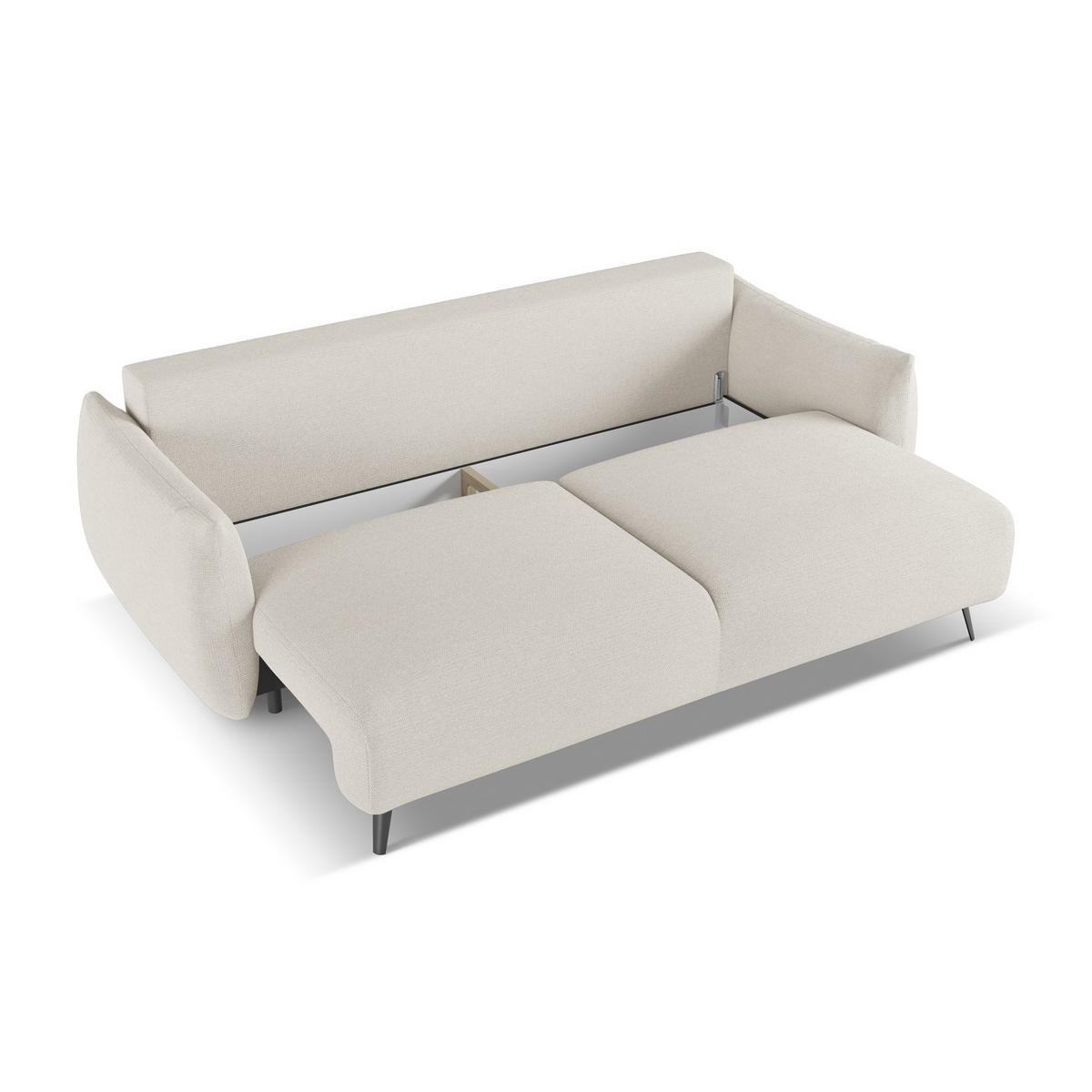 3-SITZER SOFA mit Schlaffunktion Chenille Stoff Grau - Silberfarben/Schwarz, Textil/Metall (230/86/105cm) - LaMiaSofa