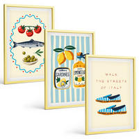 BILDER SET 3er Set - 40x60 cm Goldrahmen - Italienische Aromen und Lifestyle-Bilder - Goldfarben, Kunststoff (40/60cm) - TULUP