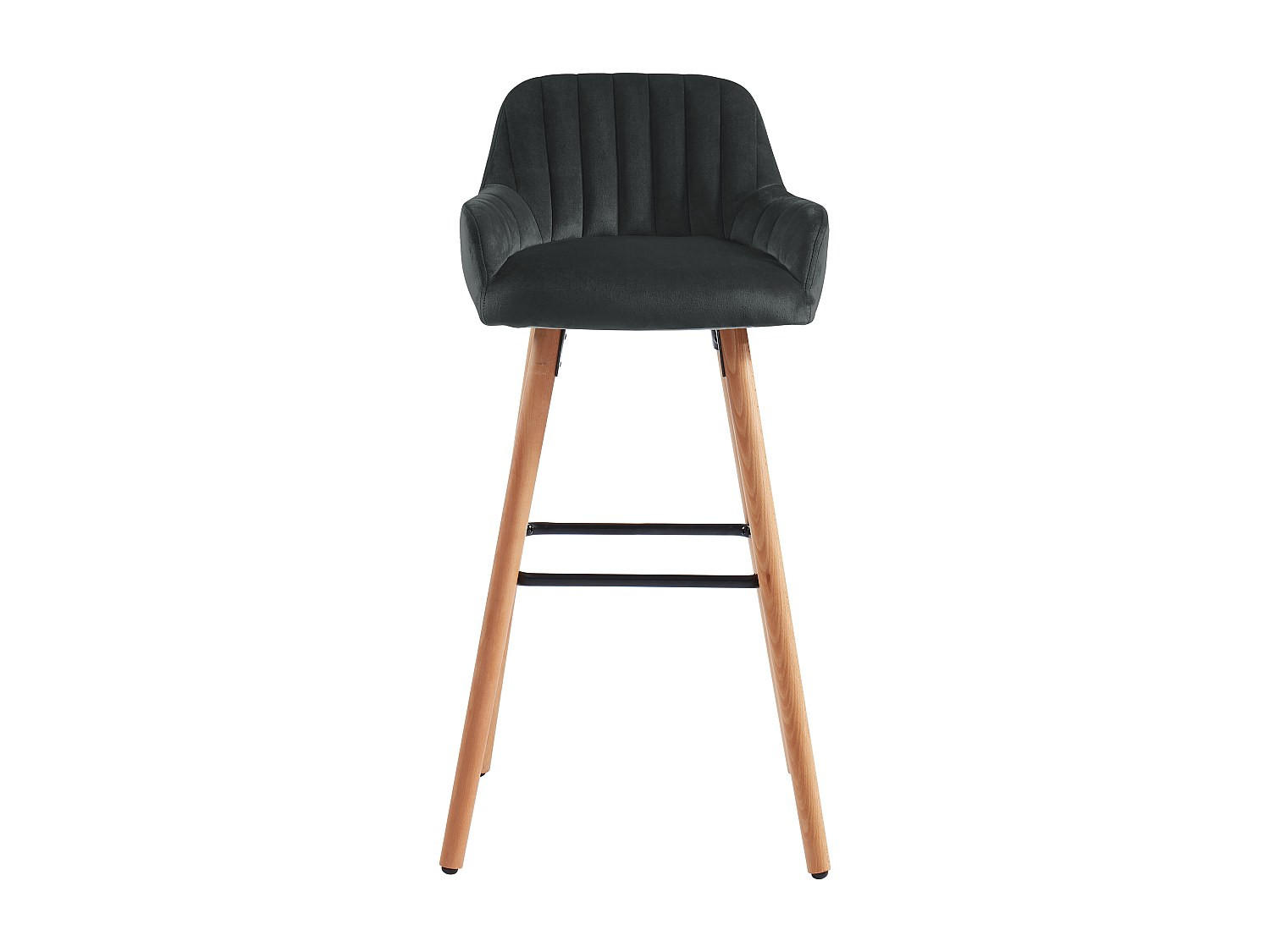 BARHOCKER - 47 cm x 52 cm - Samt, Stoff - Schwarz ELEANA - Schwarz, Textil (47/98/52cm) - Vente-Unique