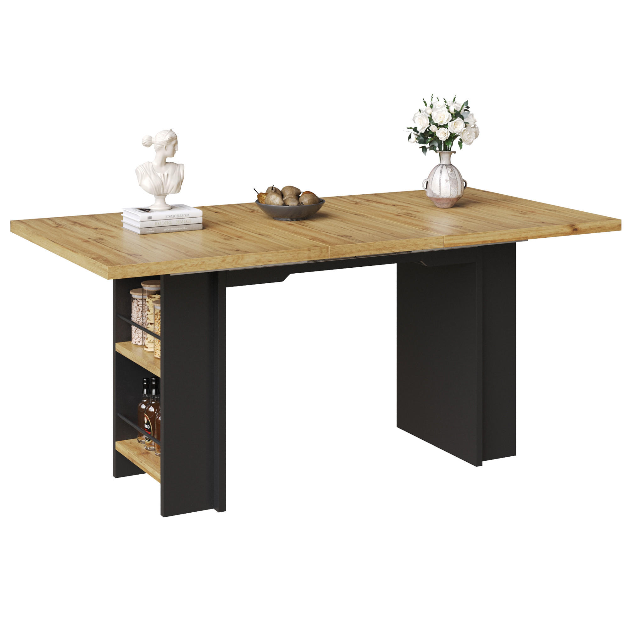 JÍDELNÍ STŮL rozkládací (120-160 cm) ve vzhledu dřeva antracit - přírodní, kompozitní dřevo (80/160/75cm) - Urban Meuble