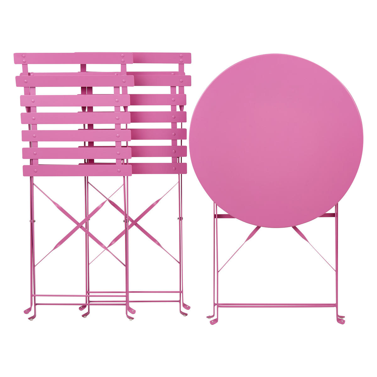 BALKONSET 2-Sitzer rosa zusammenklappbar Fiori - Pink, Metall - Beliani
