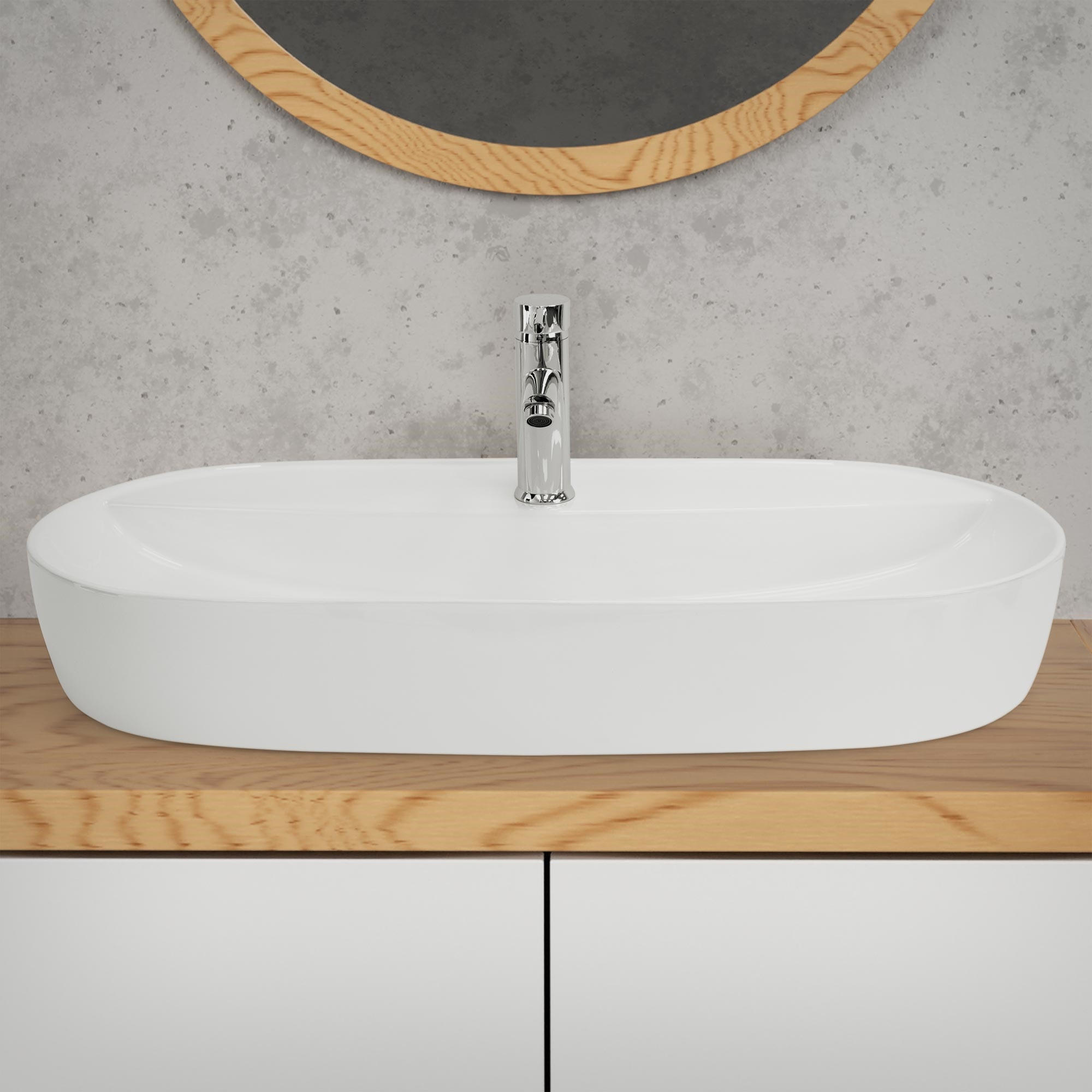WASCHBECKEN - Weiß, Keramik (40/12/80cm) - ML-DESIGN