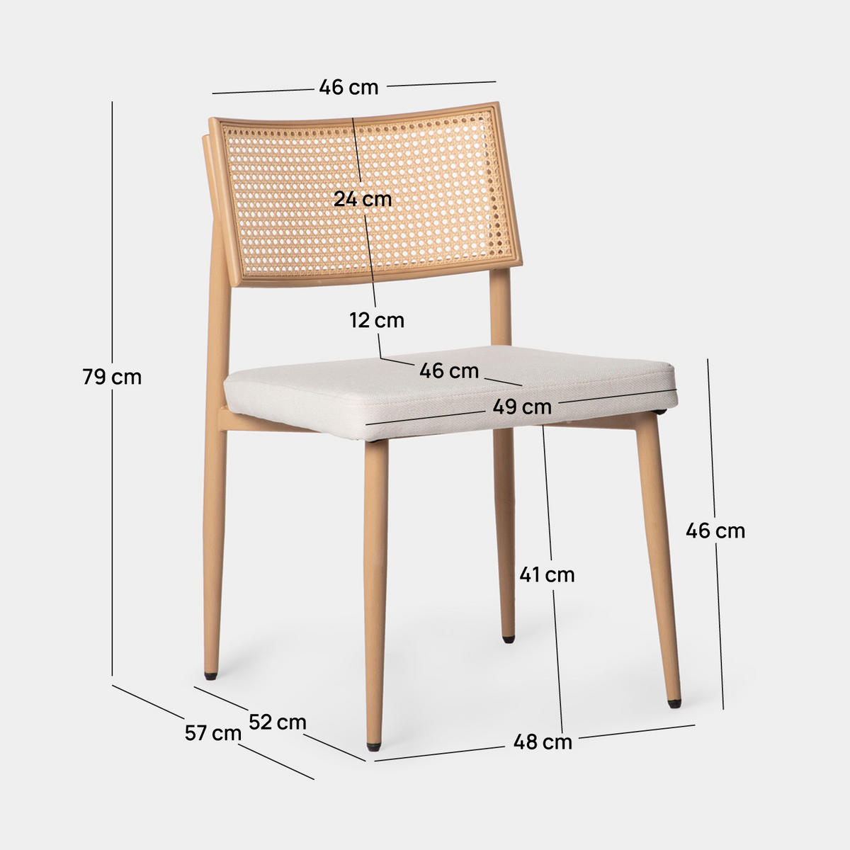 ESSZIMMERSTUHL Yara Natürlich 48 cm x 79 cm 2er-Set - Naturfarben, Textil (48/79/57cm) - Klast Home