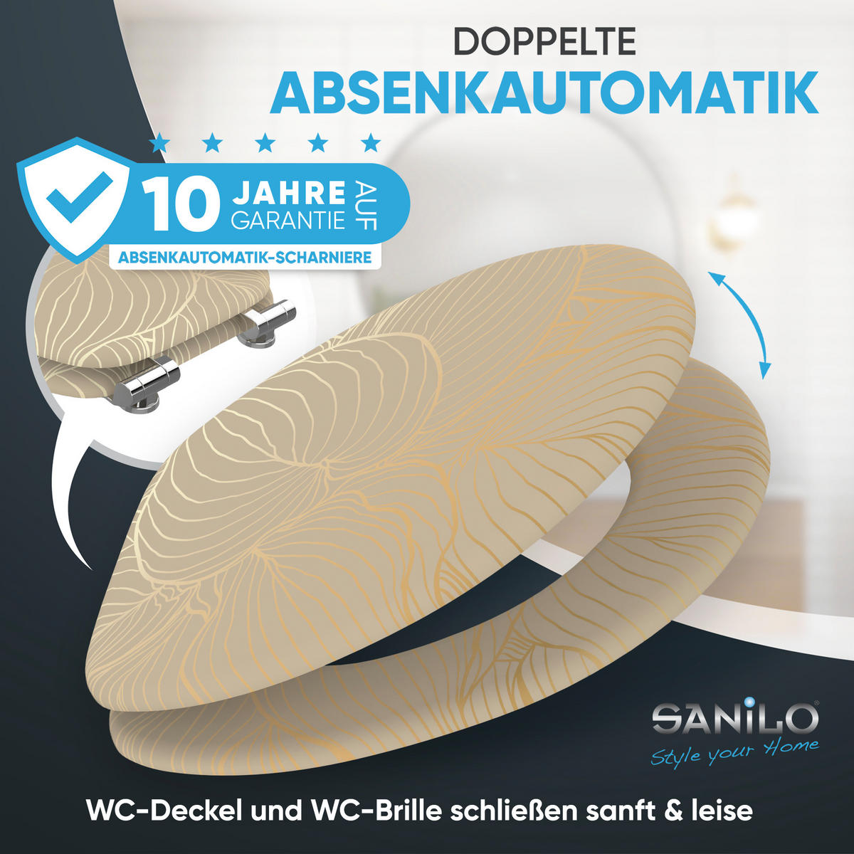 WC Sitz mit Absenkautomatik Hosta - Beige, Holzwerkstoff (38/6/47cm) - Sanilo