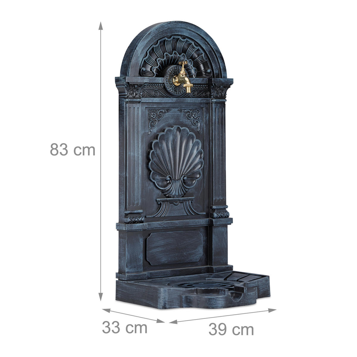 STANDBRUNNEN - Grau, Metall (33/39/83cm) - Relaxdays