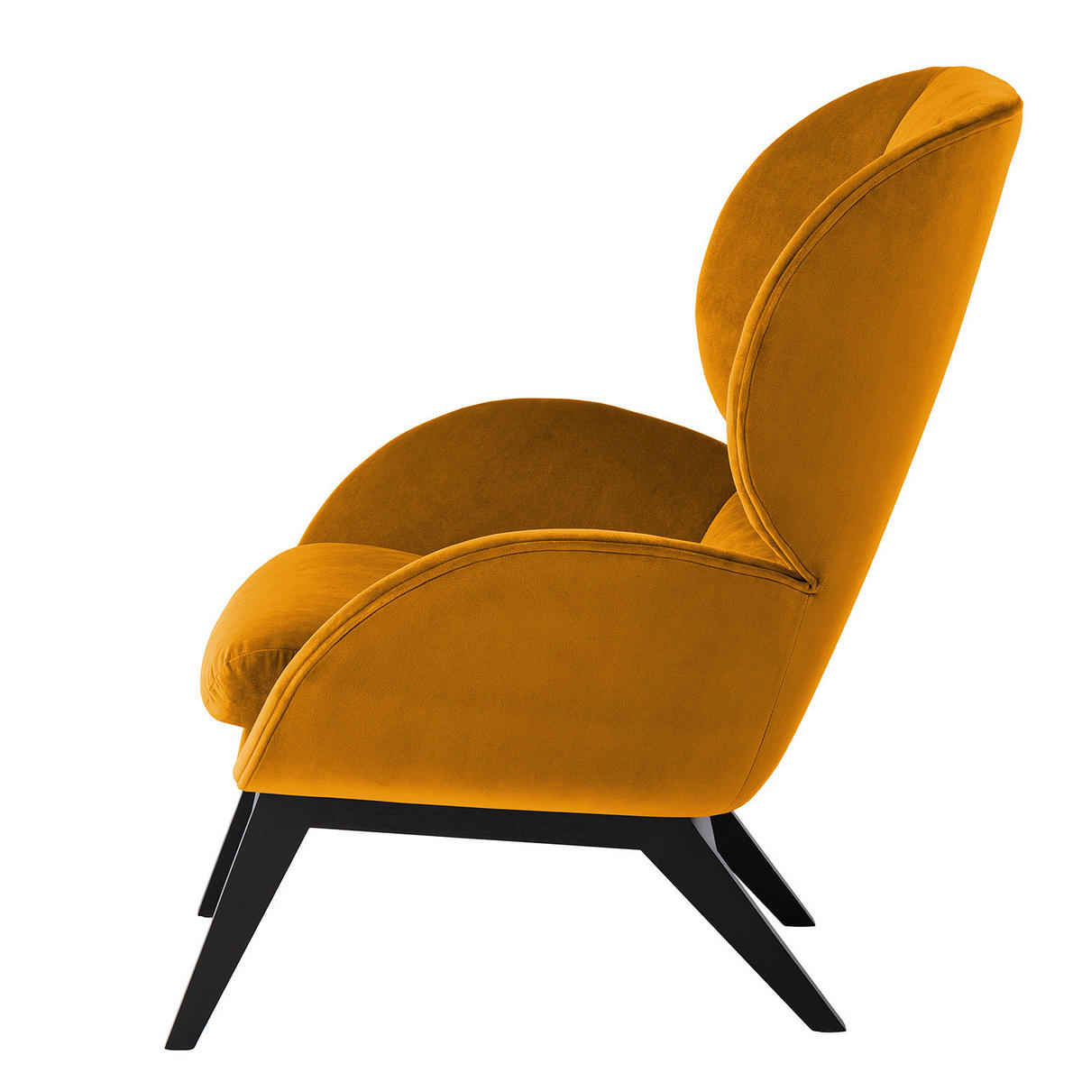 SESSEL - Schwarz/Orange, Eichenholz/Textil (82/102/90cm) - home24