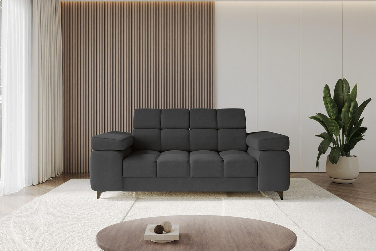 SOFA 2-Sitzer LORD-S1 194x97x90 cm Schwarz Samt - Schwarz, Holzwerkstoff/Textil (194/90/97cm) - ALTDECOR