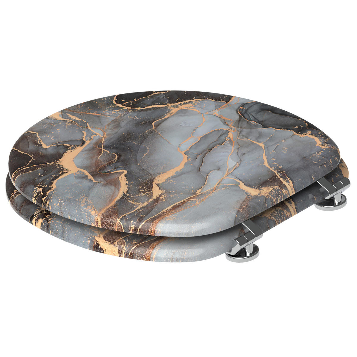 WC-SITZ Marmor Abstrakt - Braun, Holzwerkstoff (38/6/47cm) - Sanilo