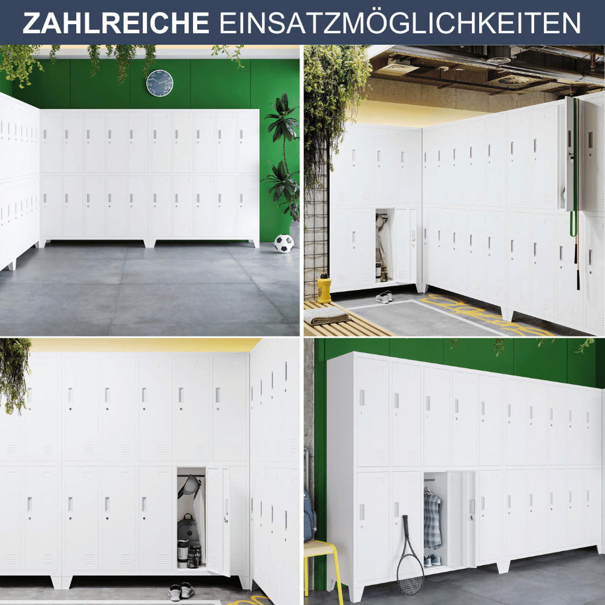 UMKLEIDESCHRANK Spind BERLIN 10 Abteile 172x136x45cm Weiß - Weiß, Metall (136/172/45cm) - DELUKE