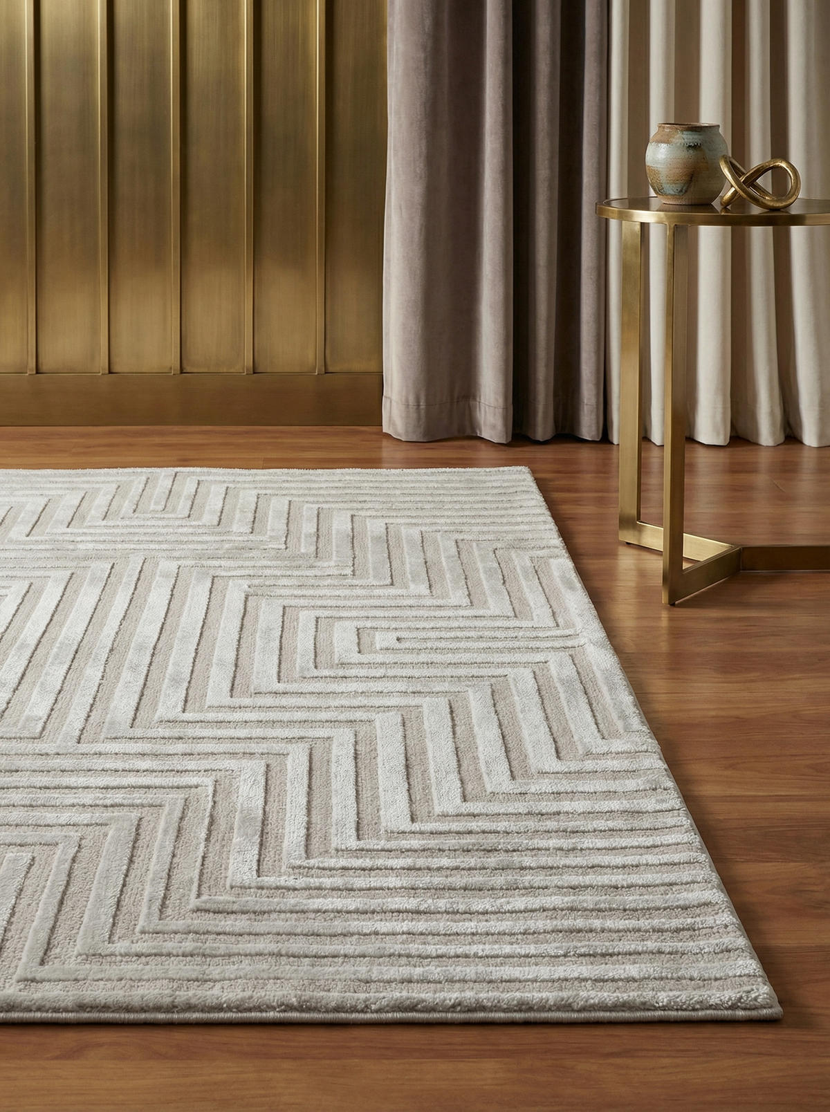 TEPPICH Wohnzimmer 3D-Effekt Pflegeleicht Waschbar OEKO-TEX Silber 160x230 cm Gekettelt Flur – ILLER - Silberfarben, Textil (160/230cm) - KADIMA DESIGN