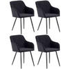 ARMLEHNENSTUHL 4er Set Samt schwarz - Schwarz, Textil/Metall (47/84/44cm) - CLP