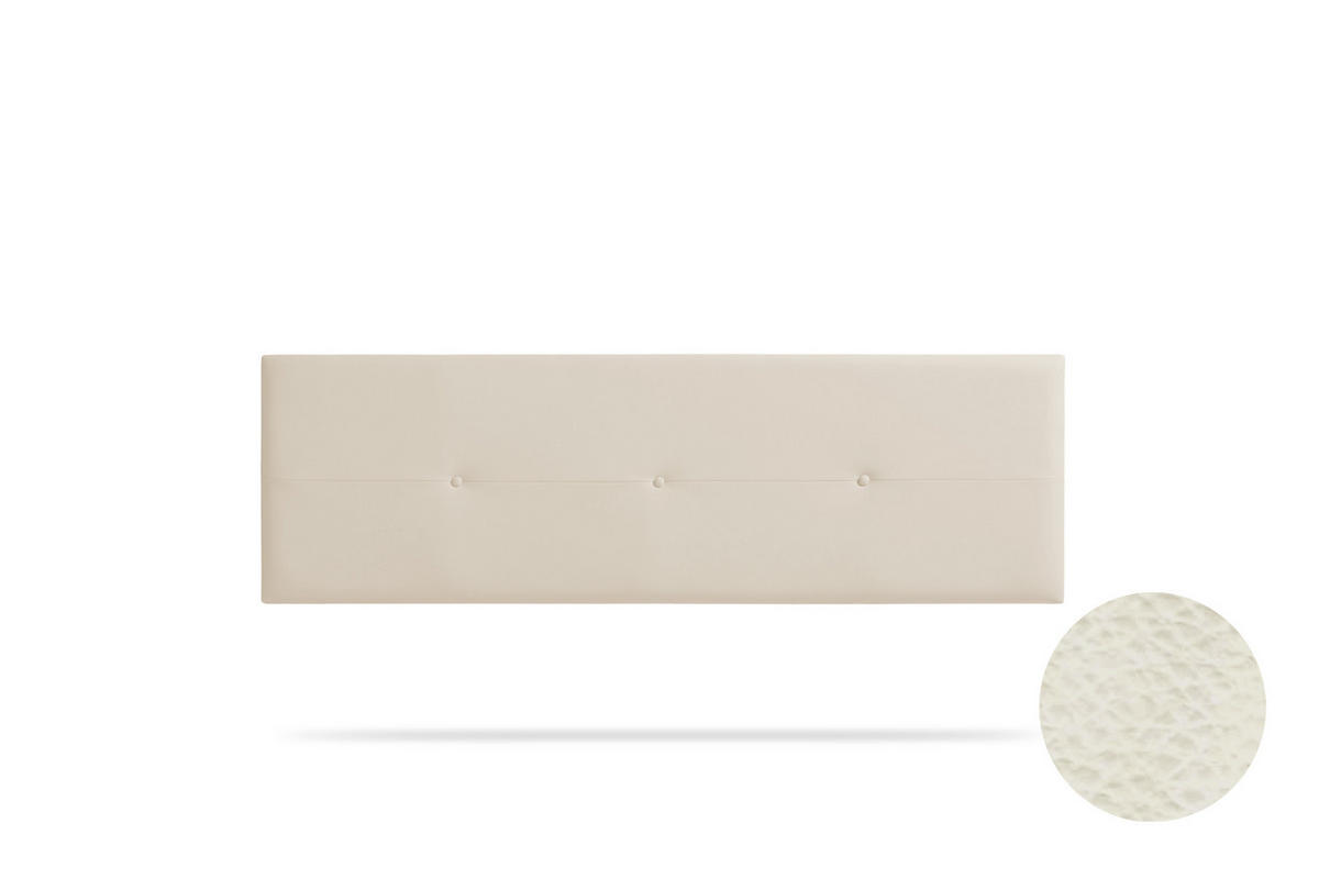 KOPFTEIL gepolstert NAPOLI Kunstleder 130x50x5 cm - Eierschale - Moonia - Birkefarben, Holz (130/5/50cm)