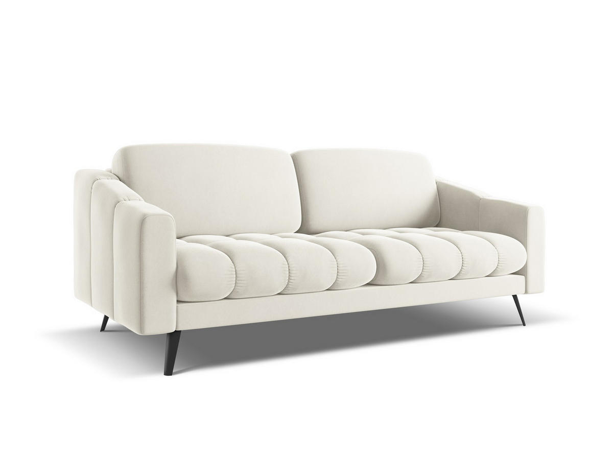 3-SITZER SOFA Samt Stoff Beige - Beige/Creme, Textil/Metall (202/80/95cm) - Makamii