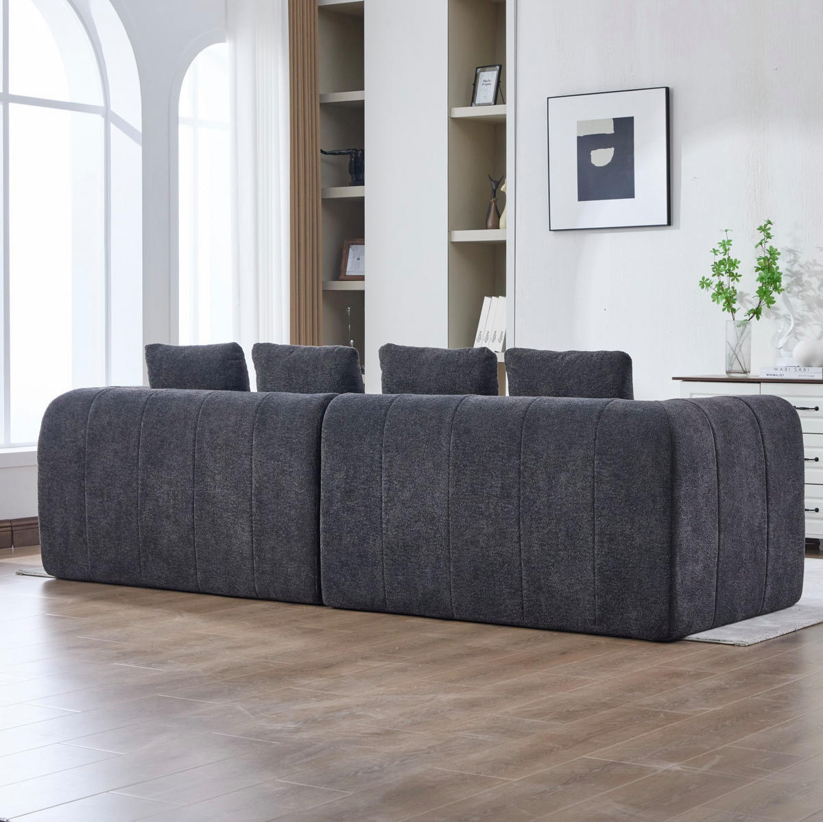 SOFA modular 2er-Set 260 cm Stoff Dark Grey - Dunkelgrau, Holzwerkstoff (95.5/70/260cm) - Meubliv