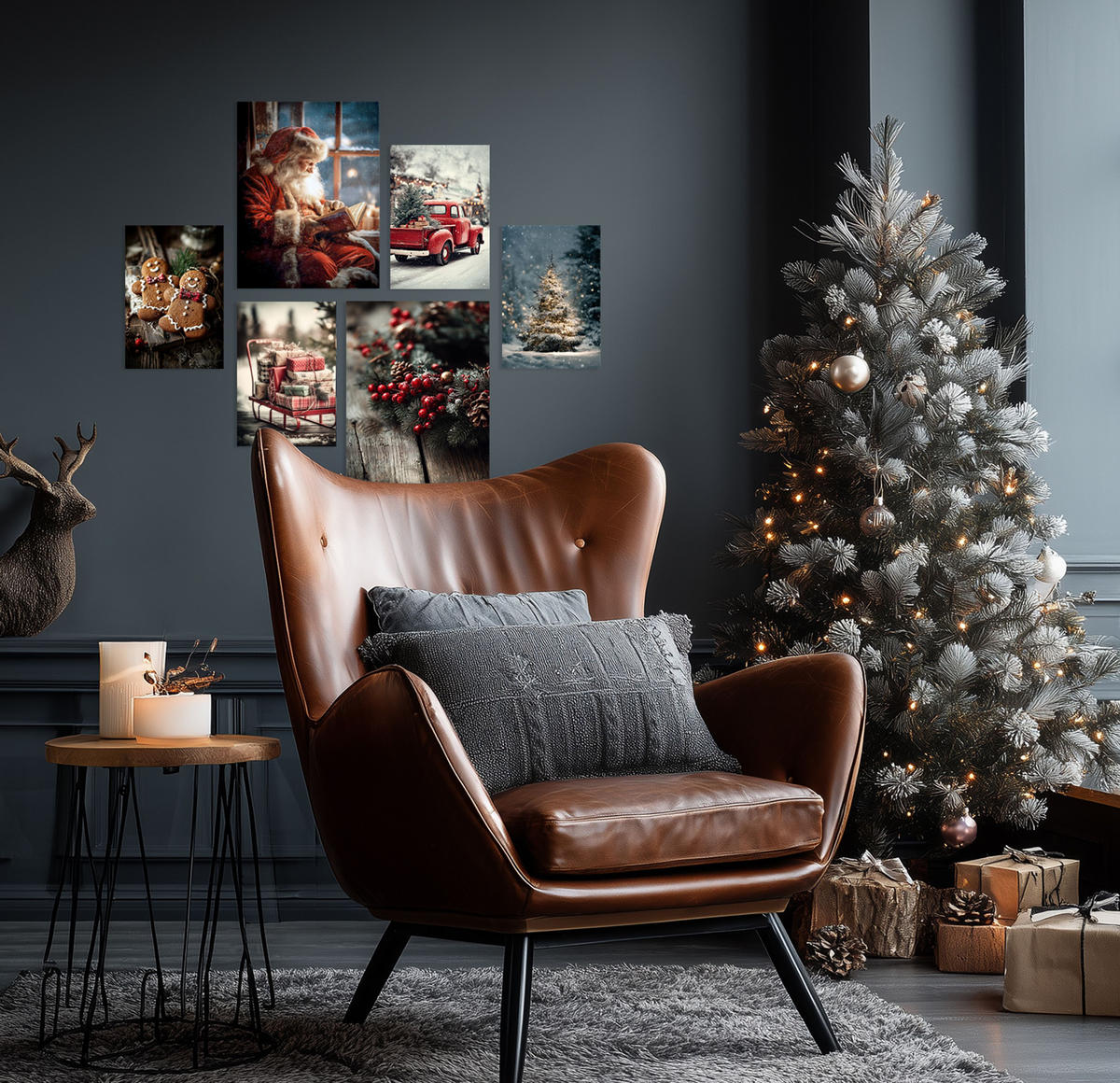 BILDERSET 6er-Set 30x40 cm + 20x30 cm Weihnachten - Anthrazit, Kunststoff (105/85/2cm) - artissimo