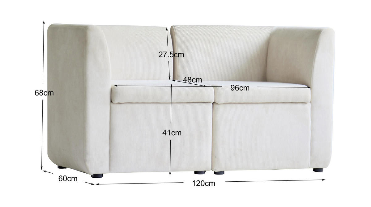 SOFA Samt Beige - Beige, Textil (120/68/60cm) - Nordlys