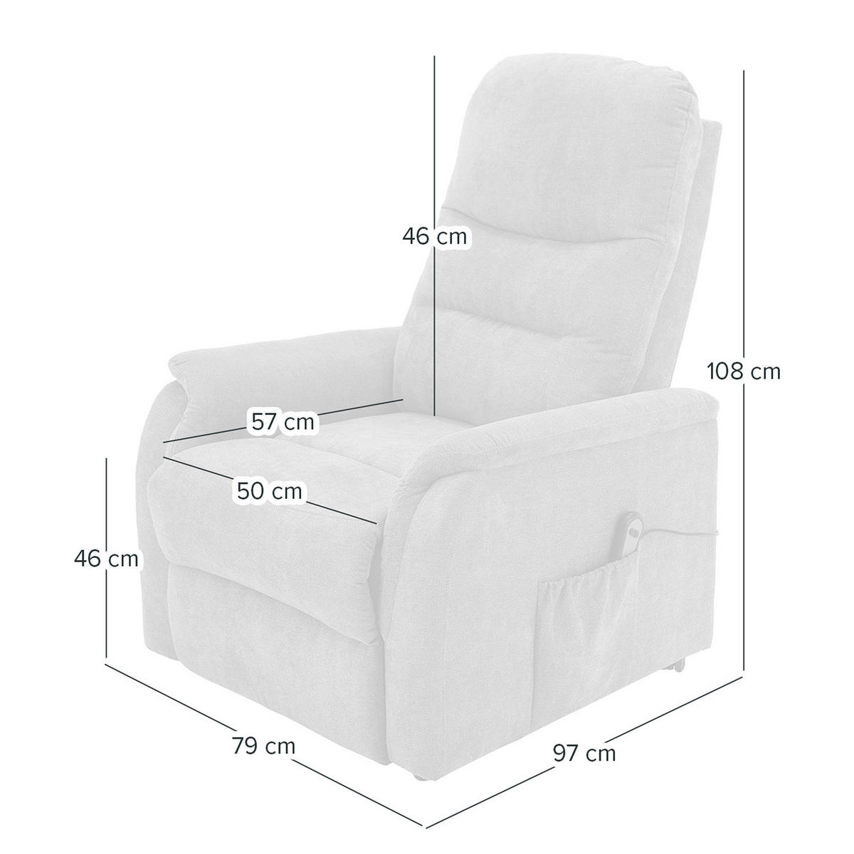 FERNSEHSESSEL mit Aufstehhilfe - Microfaser - Grau - Grau, Textil/Metall (79/108/97cm) - home24
