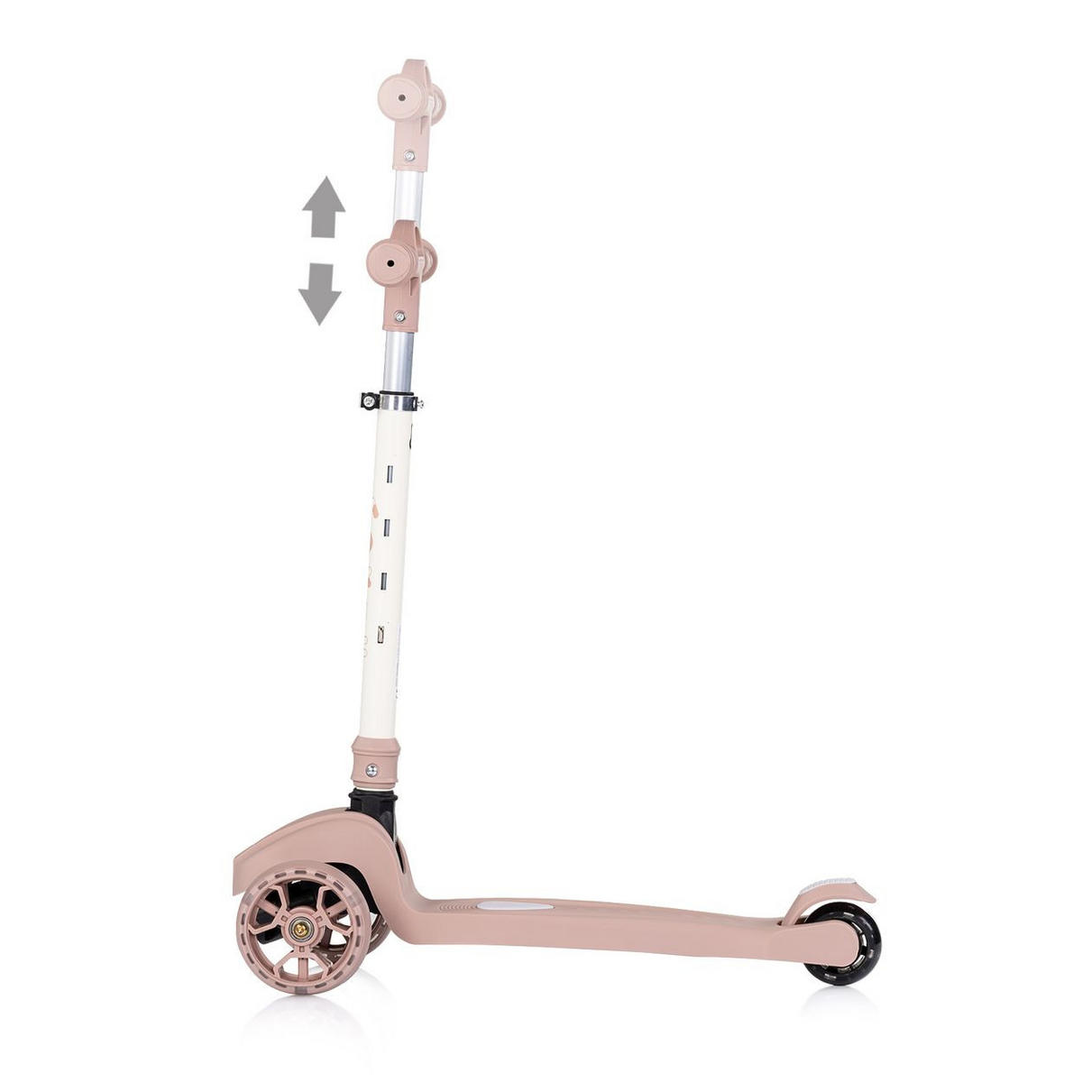 KINDERROLLER Moxie Musik Licht rosa klappbar, Tragegriff, 3-Räder, Bremse - Rosa, Metall (60/30/75cm) - Chipolino
