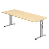 SCHREIBTISCH Serie-O 80/200/74 cm in Ahornfarben/Silberfarben - Silberfarben/Ahornfarben, Holzwerkstoff (80/200/74cm) - bümö