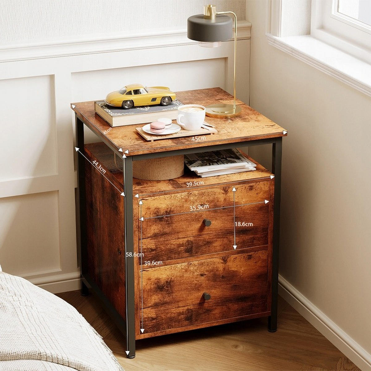 NACHTTISCH, braun, 45/45/58,6 cm - Braun, Holzwerkstoff (45/59/45cm)