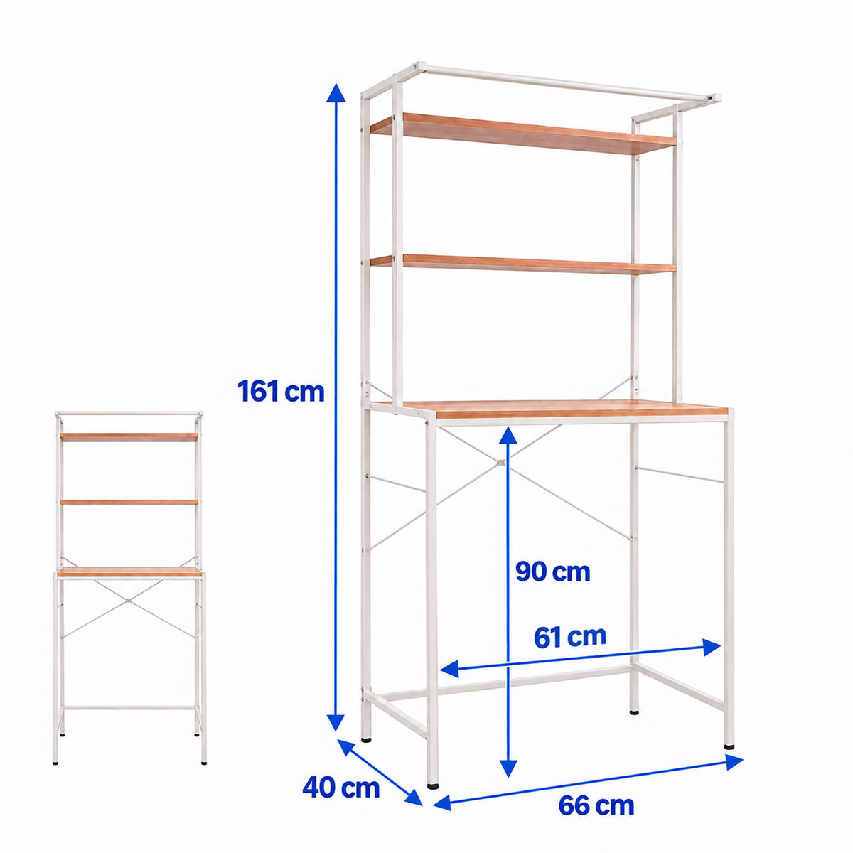 WASCHMASCHINENREGAL Hellbraun Weiß über Waschmaschine 3 Ablagen - Hellbraun, Holzwerkstoff/Metall (66/161/40cm) - Relaxdays