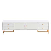 TV-SCHRANK in Weiß mit 4 Schubladen, 2 Türen und goldfarbenen Füßen 175/30/46 cm - Weiß, Holzwerkstoff (175/46/30cm) - Redom