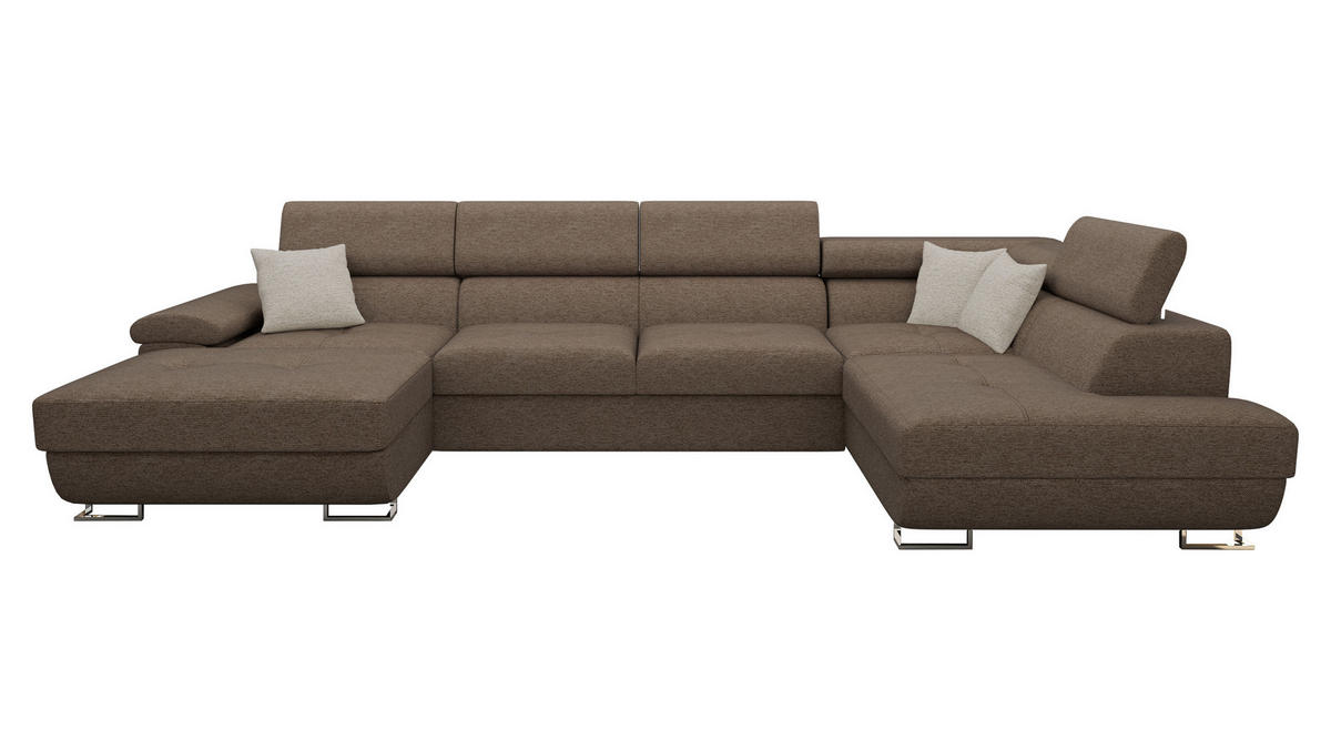 WOHNLANDSCHAFT Cotere Bis, Seite: Rechts - Braun, Holz (345/91/202cm) - MIRJAN24