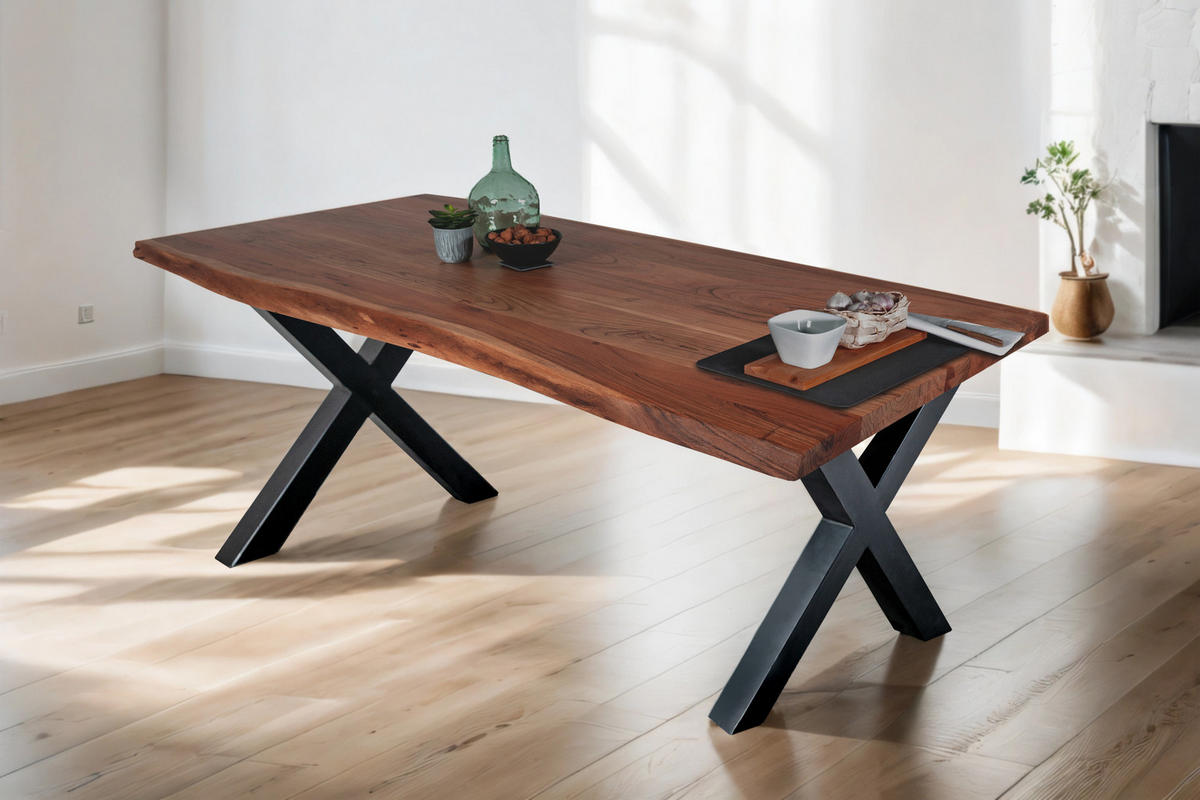 ESSTISCH TOMASO - Schwarz/Braun, Holz/Metall (100/220/77cm) - SAM