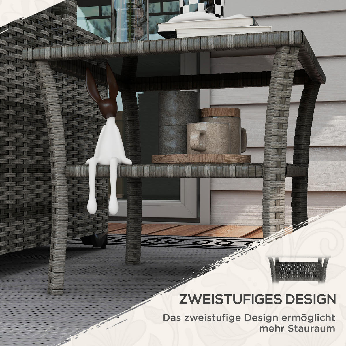 GARTENBEISTELLTISCH Quadratisch Grau 50/50/45 cm - Grau, Metall (50/50/45cm) - Outsunny