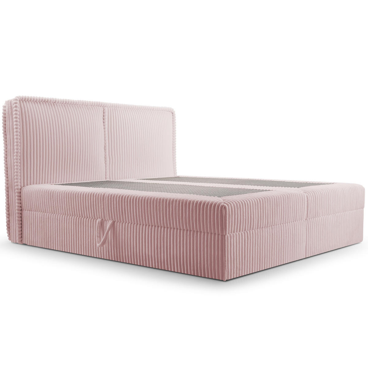 BOXBETT 04 180 x 200 cm - Ambience – Modernes Polsterbett mit Bettkasten, Topper und gepolstertem Kopfteil, Stoffbezug, Stauraumbett - Rosa, Holz (180/200cm) - ROYAL24_MARKT