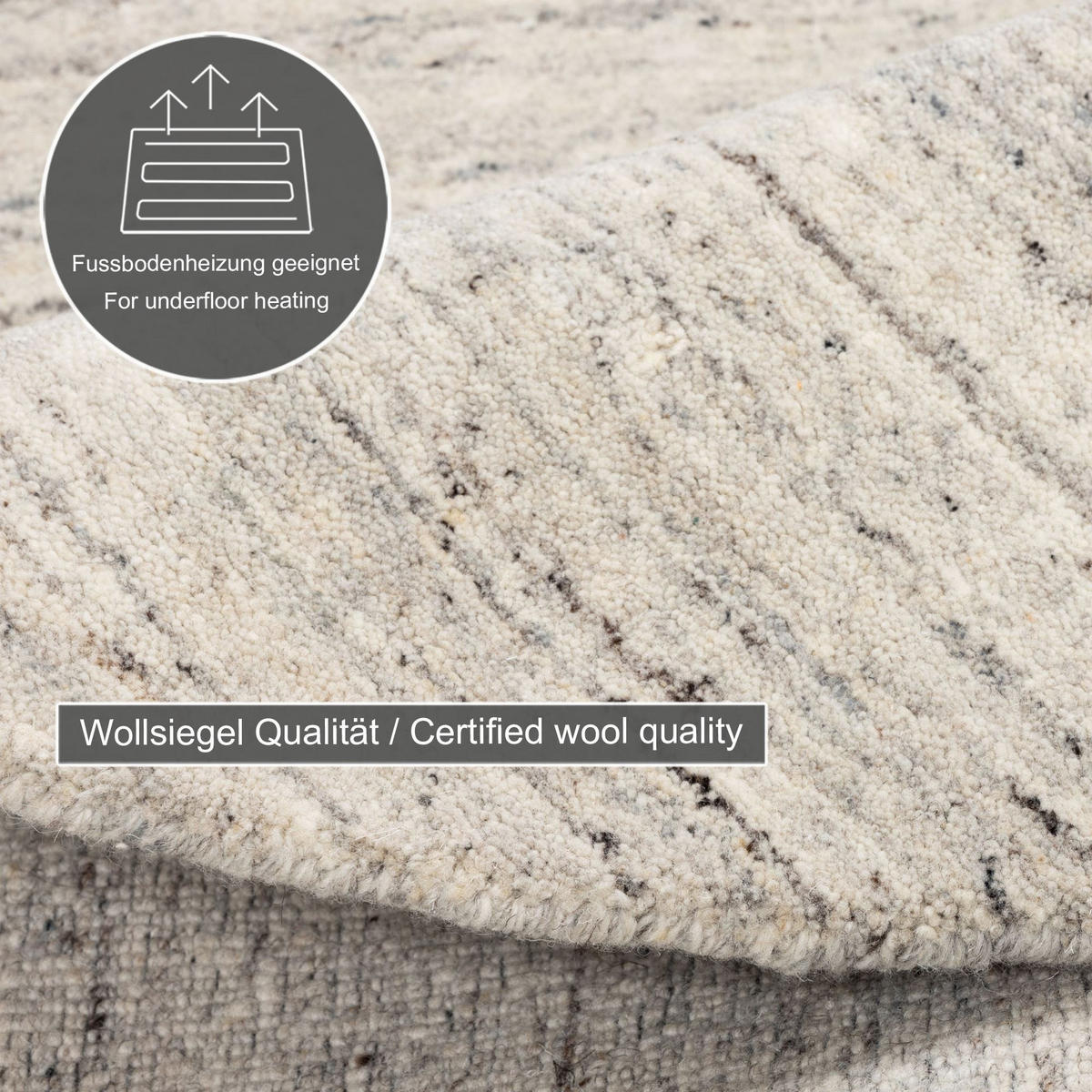 HANDWEBTEPPICH Pure 190x190 cm - Hellgrau, Textil (190/190cm) - THEKO