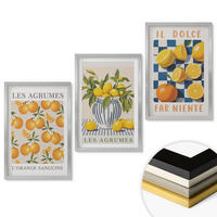 WANDBILDER 3er Set - 40x60 cm Silberner Rahmen - Retro gelbe Zitrusfrüchte - Silberfarben, Kunststoff (40/60cm) - ArtPrintCave