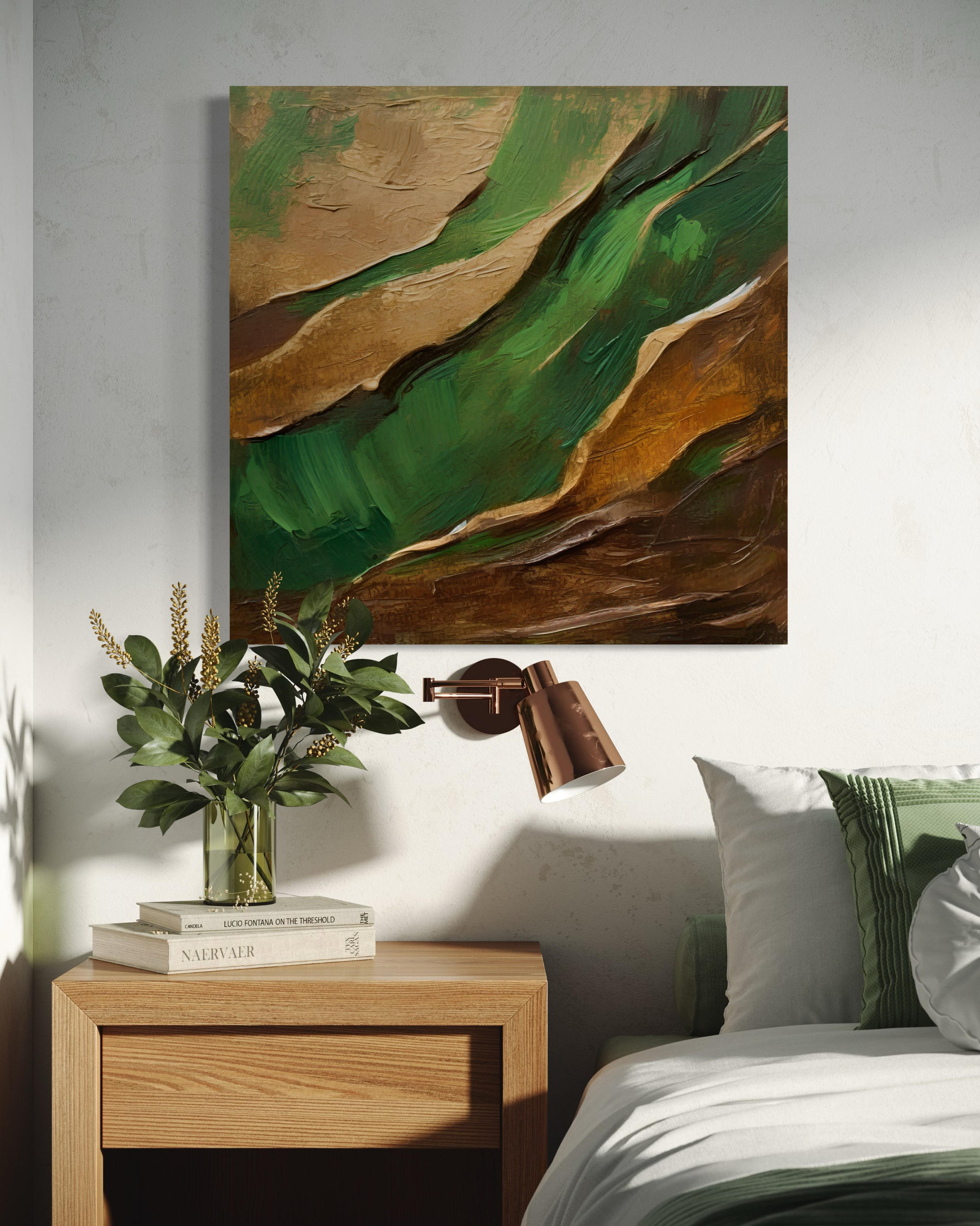 WANDBILD gemaltes abstraktes grün - Grün, Textil (50/50cm) - Feeby