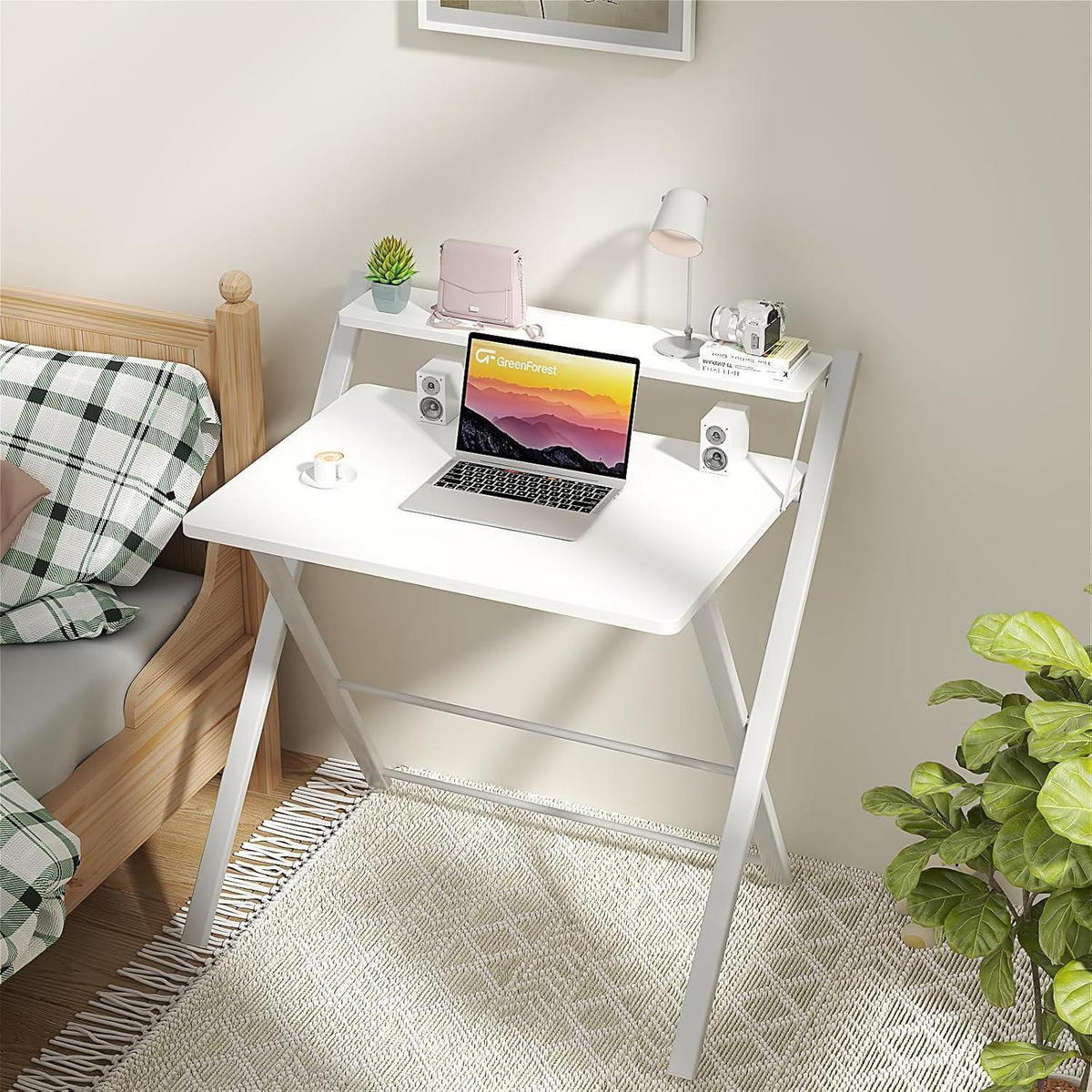 KLAPPSCHREIBTISCH mit Monitorständer Weiß - Weiß, Metall (56/70/81cm)